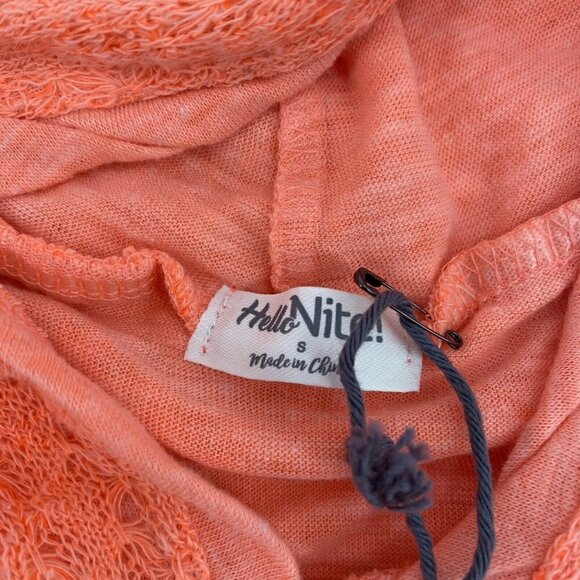 Hello Nite Size Small Coral Hoodie Waffle Knit Sweater Oversized NWT - Picture 3 of 10